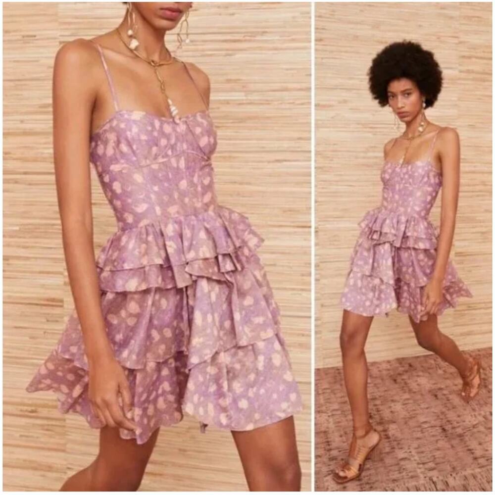Ulla Johnson Celina Silk Cotton Blend Dress Sz 8 Ruffle Pattern Mini NWOT - Picture 2 of 9